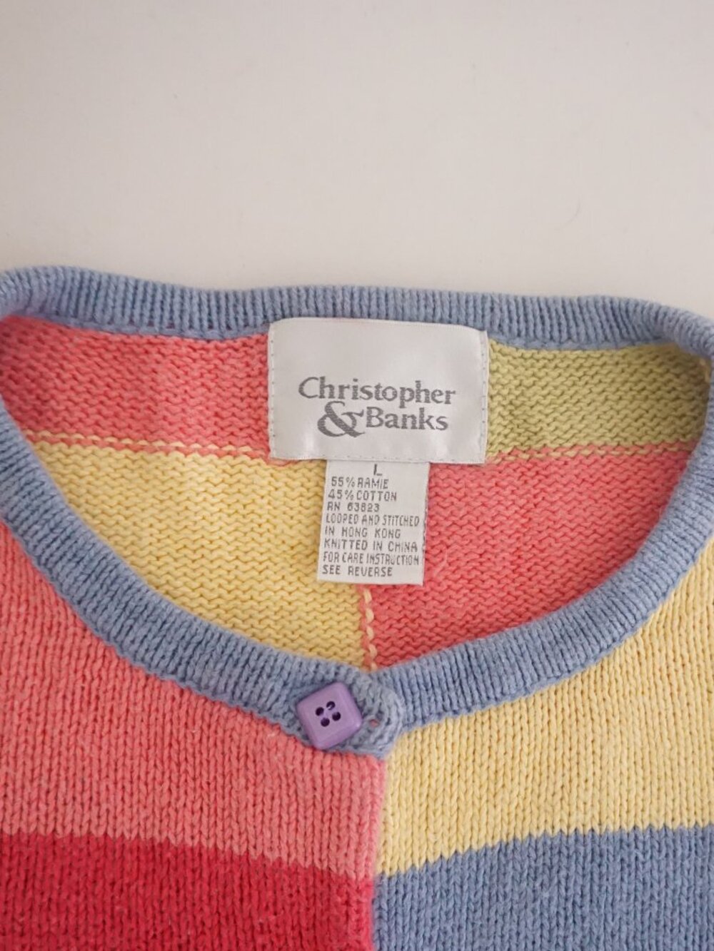 Vintage Christopher & Banks Multicolor Check Plaid Button Knit Cardigan L - Picture 9 of 9